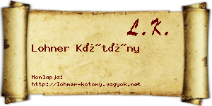 Lohner Kötöny névjegykártya